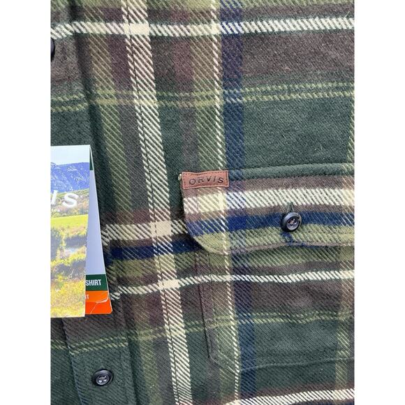 Orvis Heavyweight Flannel Shirt Jacket Shacket Green Plaid Pockets Sz. XXL New - Picture 8 of 14